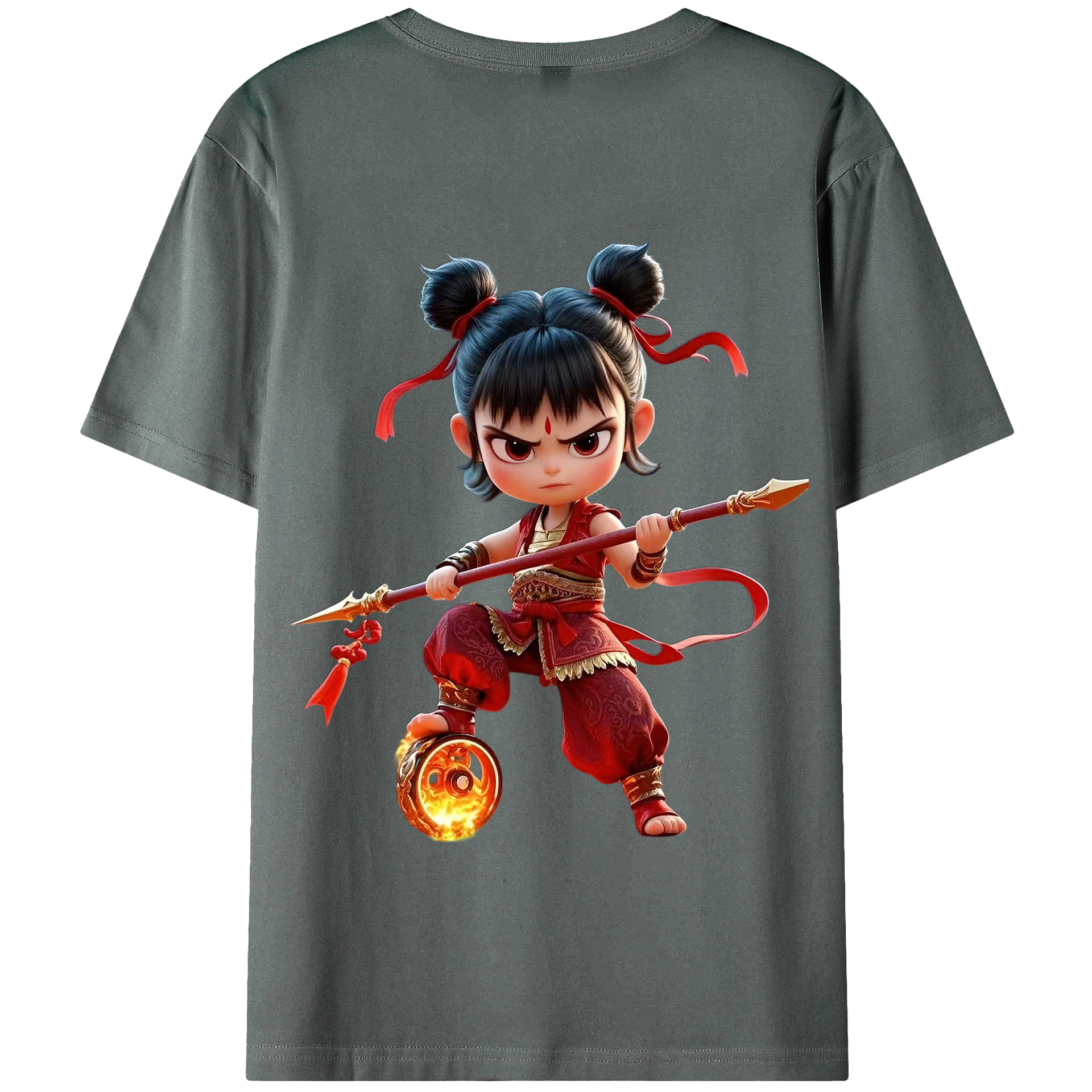 （画像用） Ne Zha 2 ナタ 魔童の大暴れ 綿100％半袖Tシャツ（背面プリント）